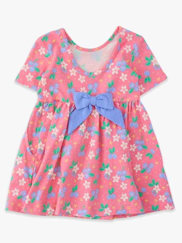 RuffleButts Rufflebutts Blueberry Bliss Short Sleeve Knit Twirl Dress