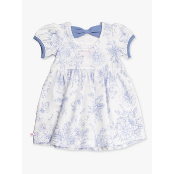 RuffleButts Rufflebutts Periwinkle Butterfly Garden Puff Short Sleeve Knit Twirl Dress