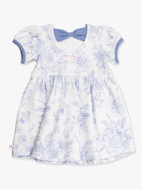 RuffleButts Rufflebutts Periwinkle Butterfly Garden Puff Short Sleeve Knit Twirl Dress