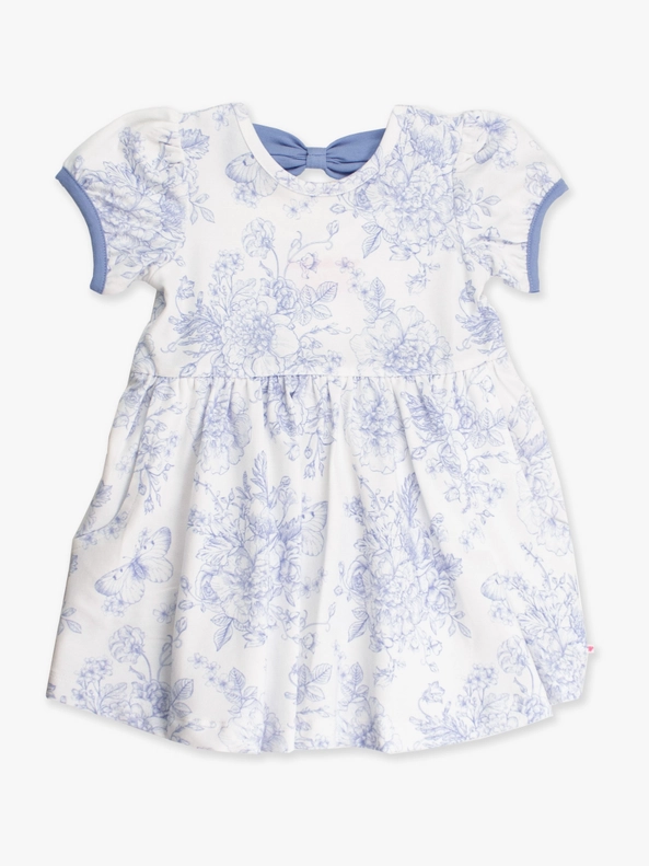 RuffleButts Rufflebutts Periwinkle Butterfly Garden Puff Short Sleeve Knit Twirl Dress