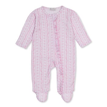 kissy kissy Kissy Kissy Watercolor Floral Stripes Zipper Footie