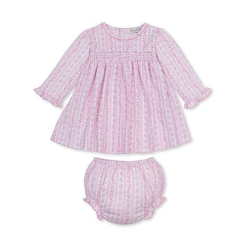 kissy kissy Kissy Kissy Watercolor Floral Stripes Smock Dress Set