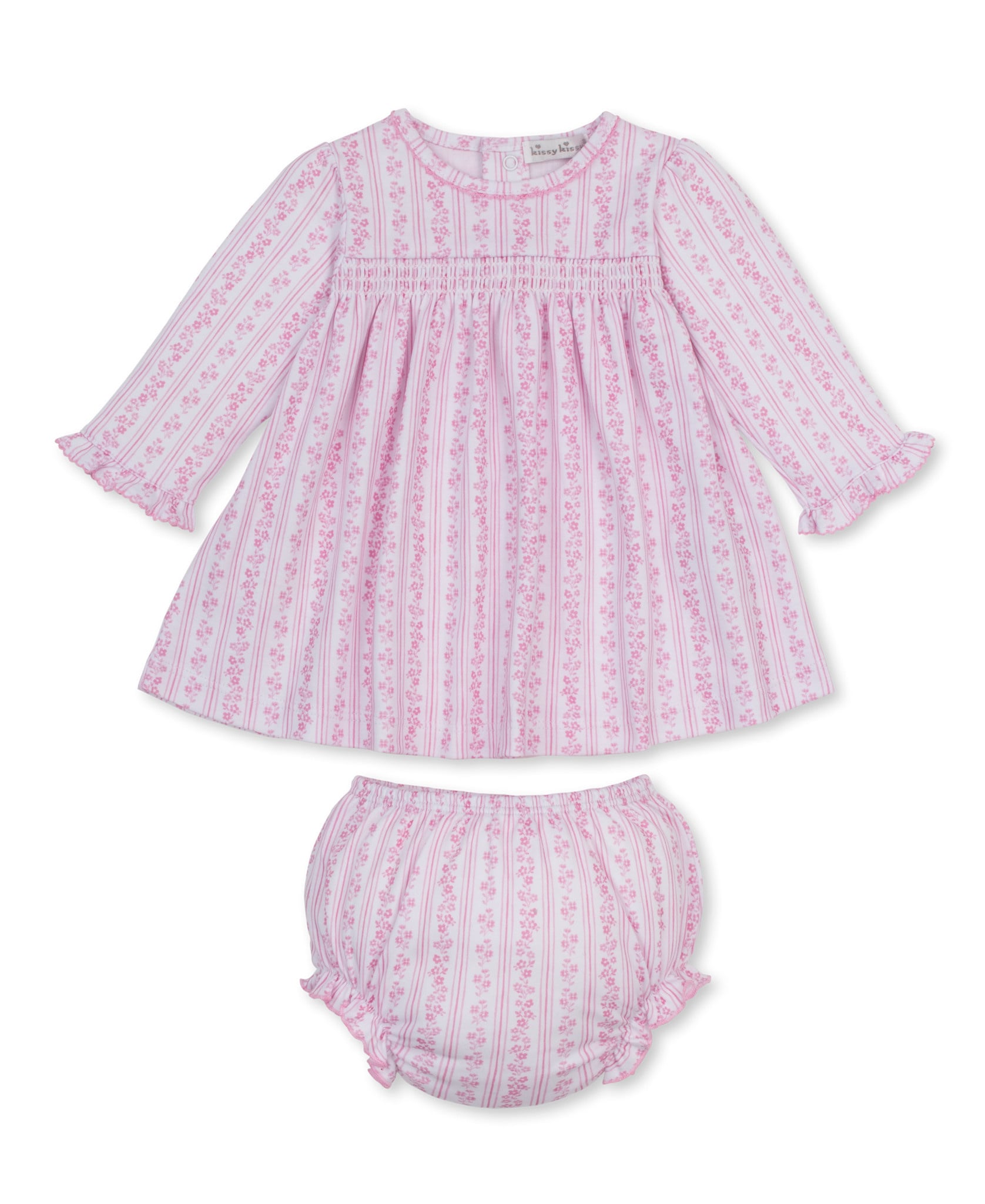 kissy kissy Kissy Kissy Watercolor Floral Stripes Smock Dress Set