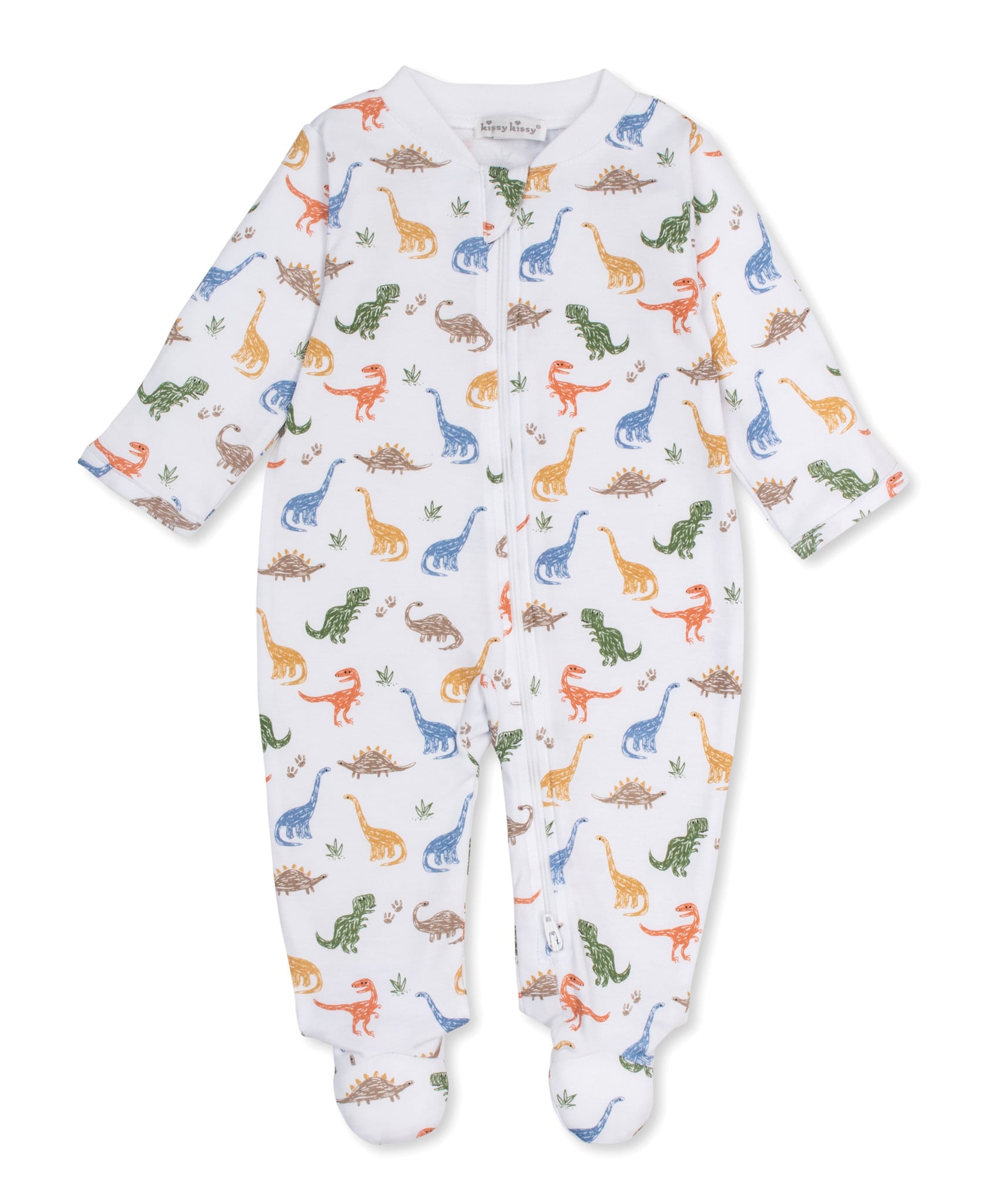kissy kissy Kissy Kissy PJs Dino Stomp Zipper Footie