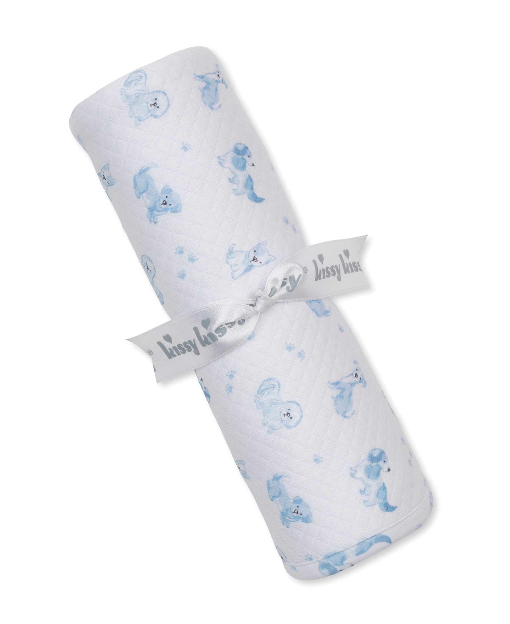 kissy kissy Kissy Kissy Jacquard Puppy Paws Blanket - Blue