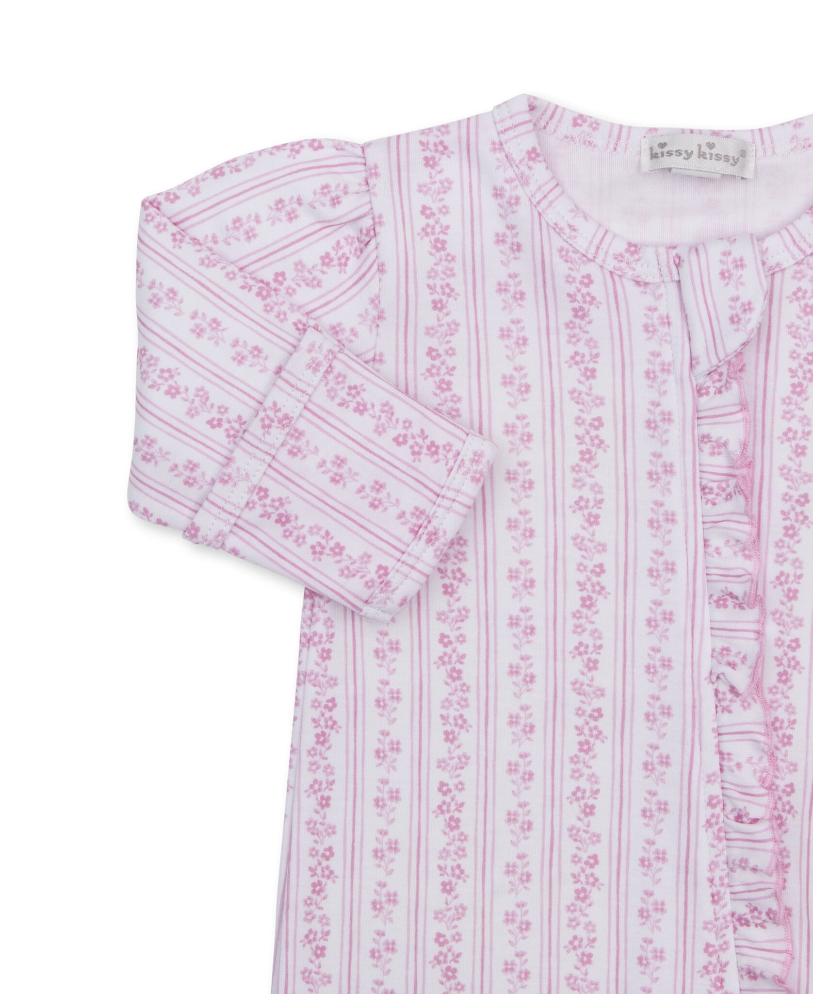kissy kissy Kissy Kissy Watercolor Floral Stripes Zipper Footie