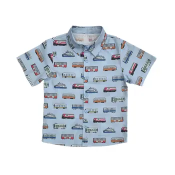 Sidetrack Sidetrack MBTA Vehicle Print Woven Shirt