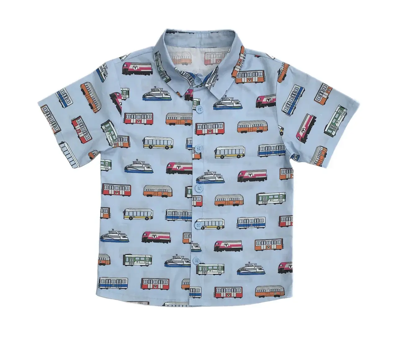 Sidetrack Sidetrack MBTA Vehicle Print Woven Shirt