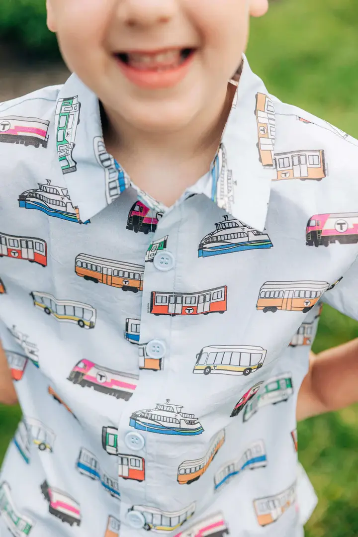 Sidetrack Sidetrack MBTA Vehicle Print Woven Shirt