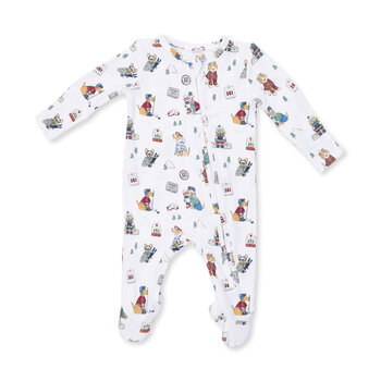 Angel Dear Angel Dear Winter Sports Dogs Green 2 Way Zipper Footie