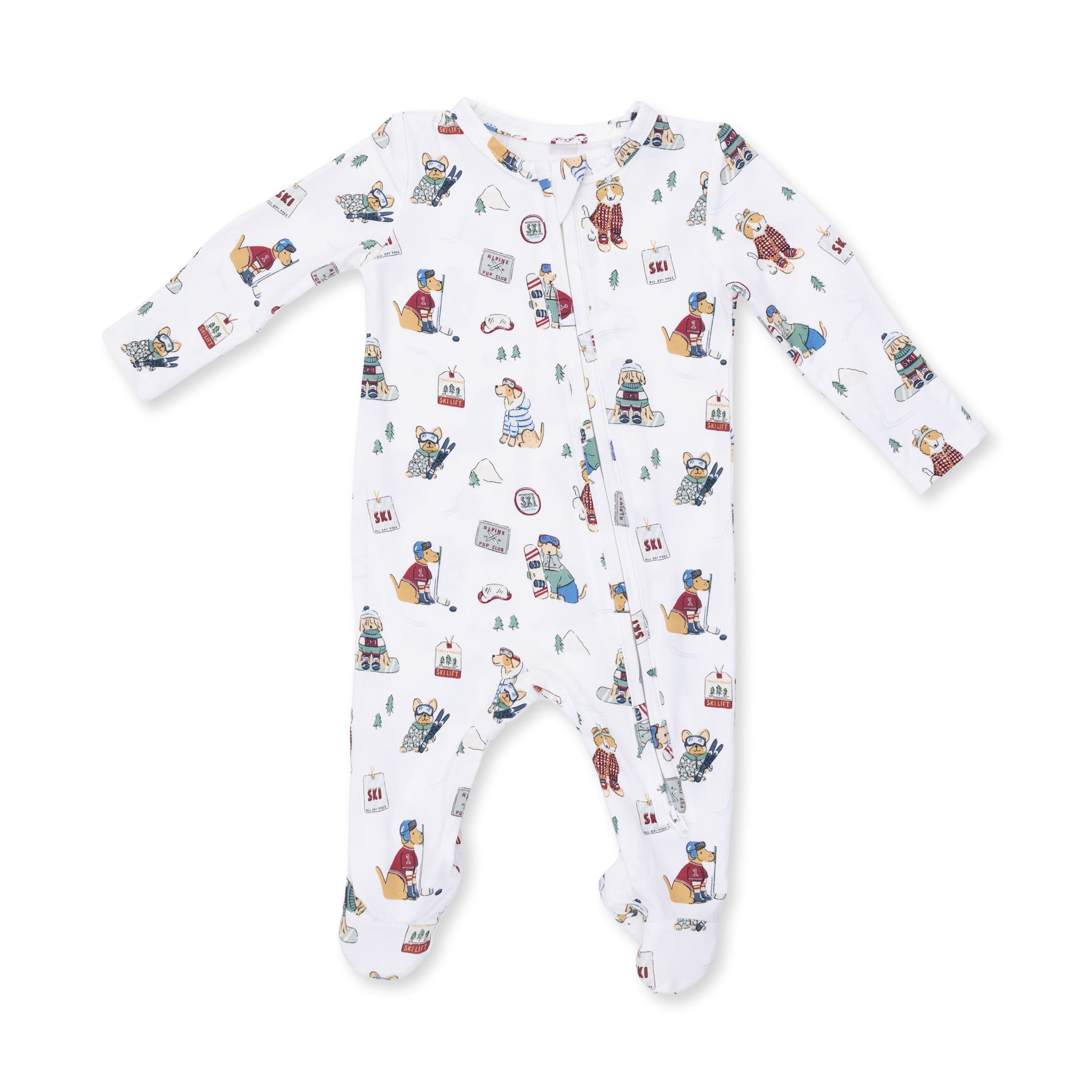 Angel Dear Angel Dear Winter Sports Dogs Green 2 Way Zipper Footie