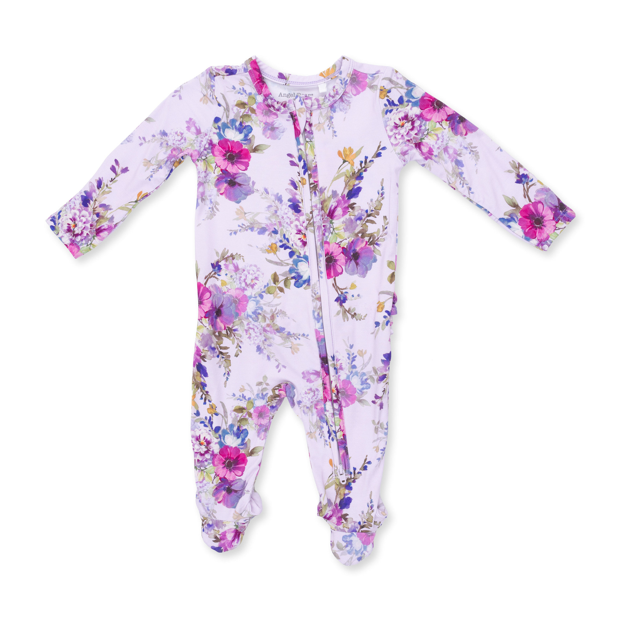 Angel Dear Angel Dear Dahlia Floral 2 Way Ruffle Back Zipper Footie