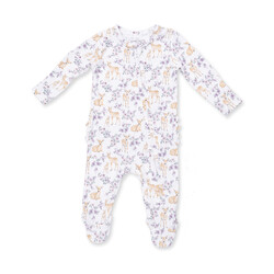 Angel Dear Angel Dear Floral Deer 2 Way Ruffle Back Zipper Footie