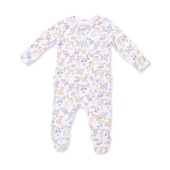 Angel Dear Angel Dear Floral Deer 2 Way Ruffle Back Zipper Footie