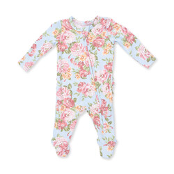 Angel Dear Angel Dear Angeline Floral 2 Way Ruffle Back Zipper Footie