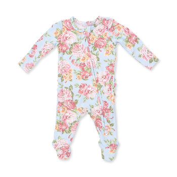 Angel Dear Angel Dear Angeline Floral 2 Way Ruffle Back Zipper Footie