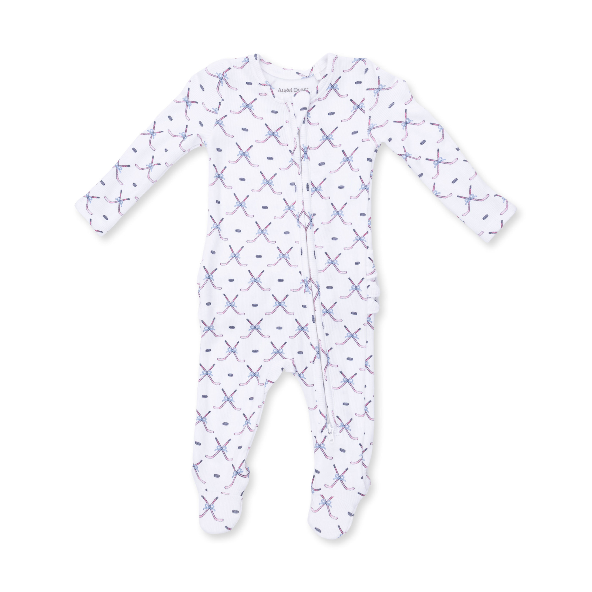 Angel Dear Angel Dear Simple Hockey Pink 2 Way Ruffle Back Zipper Footie
