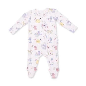 Angel Dear Angel Dear Spa Dogs 2 Way Ruffle Back Zipper Footie