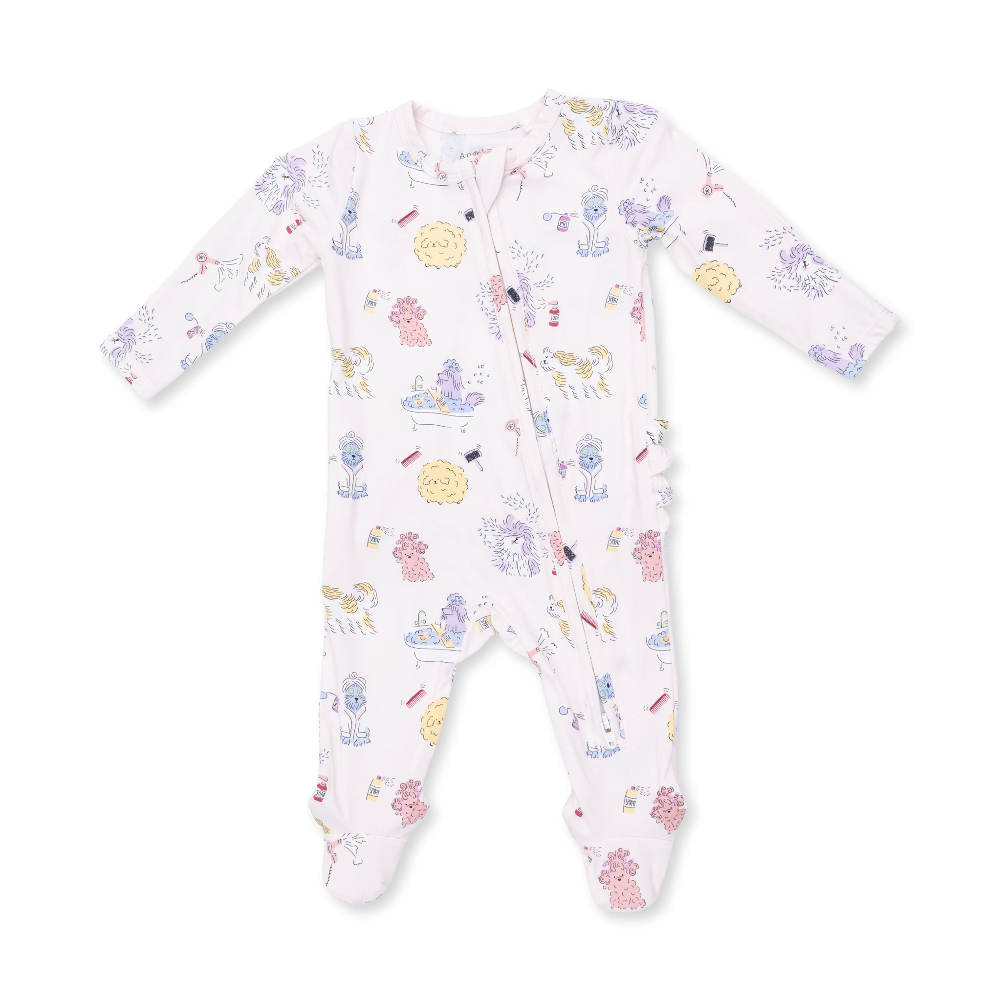 Angel Dear Angel Dear Spa Dogs 2 Way Ruffle Back Zipper Footie