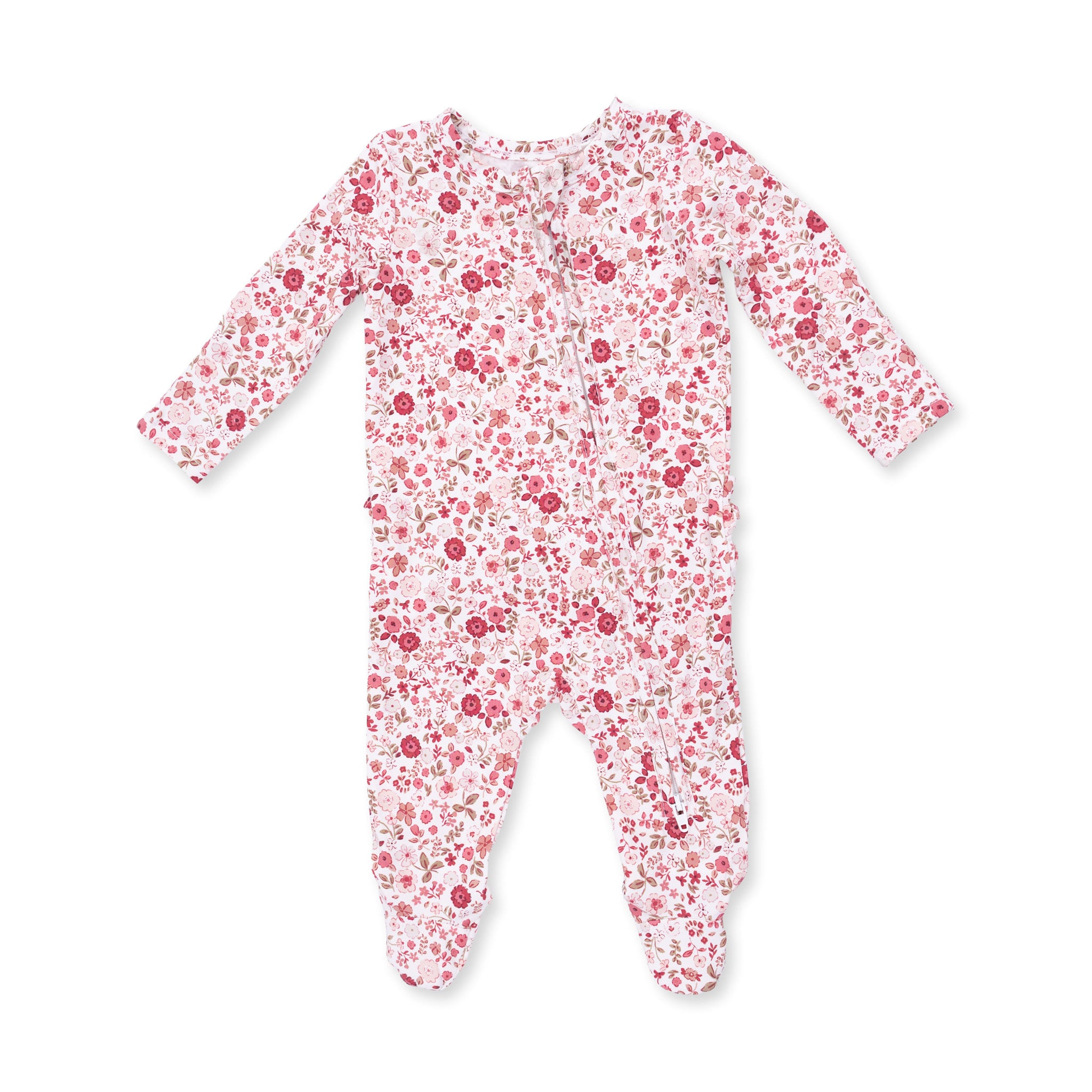 Angel Dear Angel Dear Serene Floral 2 Way Ruffle Back Zipper Footie