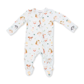 Angel Dear Angel Dear Baby Farm Faces 2 Way Zipper Footie