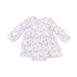 Angel Dear Angel Dear Floral Deer Long Sleeve Ruffle Bodysuit Dress