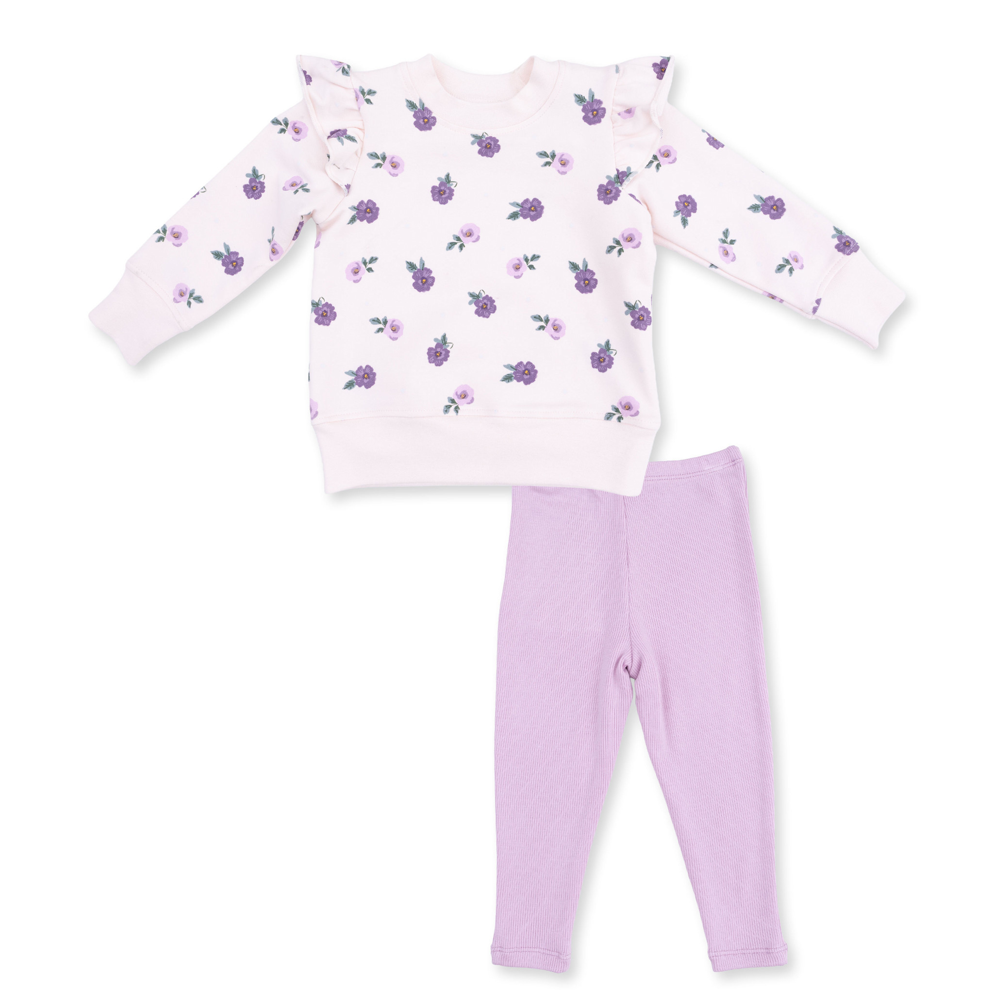 Angel Dear Angel Dear Violetta Floral Ruffle Sweatshirt and Leggings Set