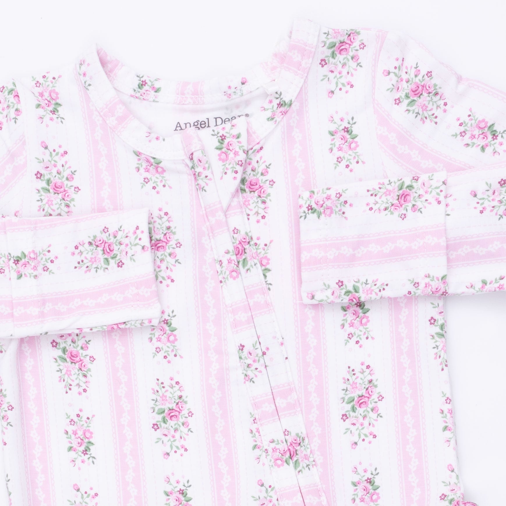 Angel Dear Angel Dear Bella Rose Stripe 2 Way Ruffle Back Zipper Footie