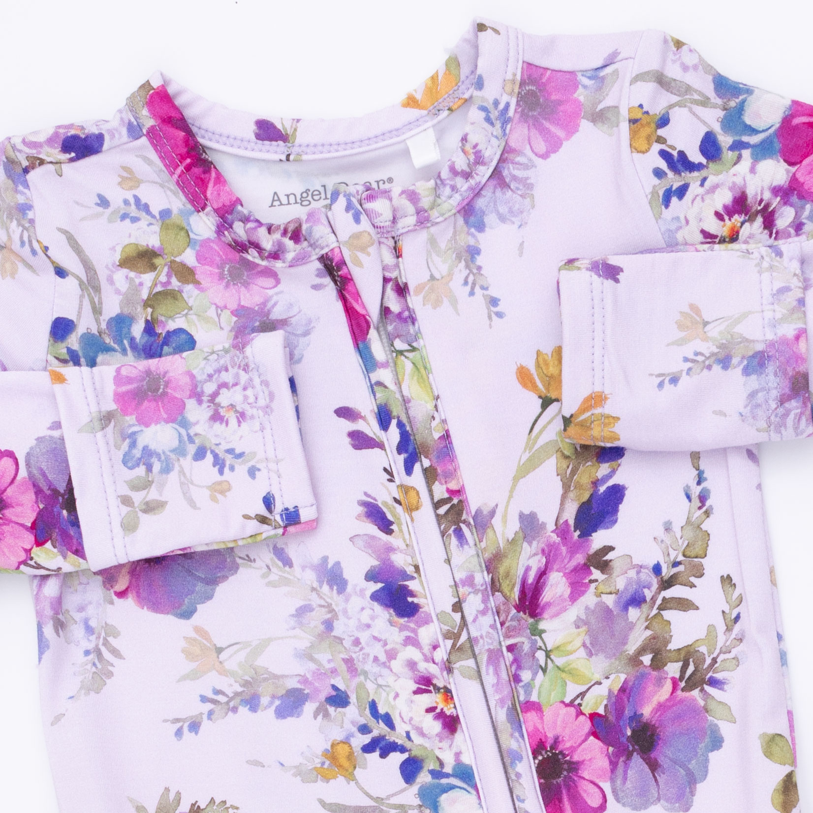 Angel Dear Angel Dear Dahlia Floral 2 Way Ruffle Back Zipper Footie
