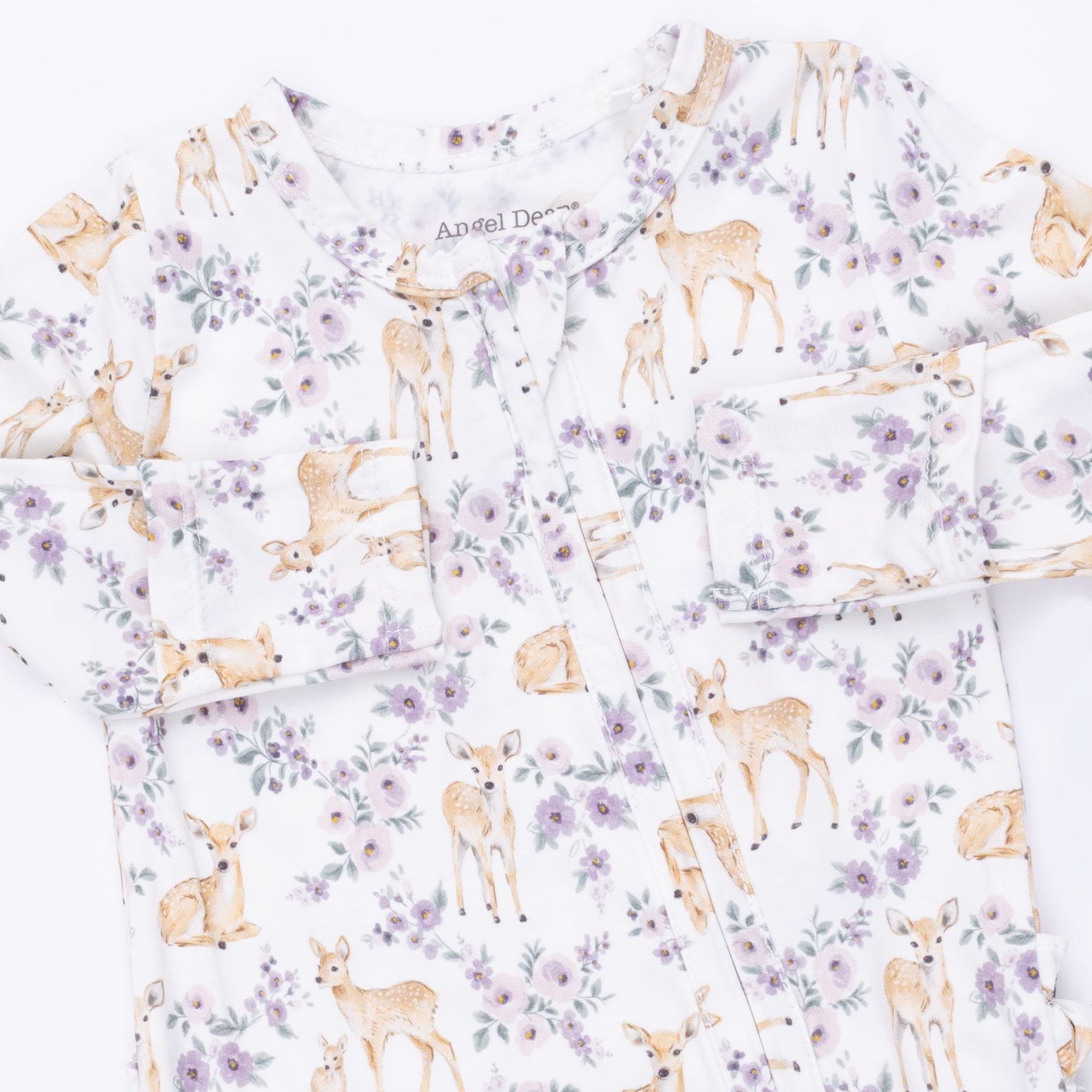 Angel Dear Angel Dear Floral Deer 2 Way Ruffle Back Zipper Footie