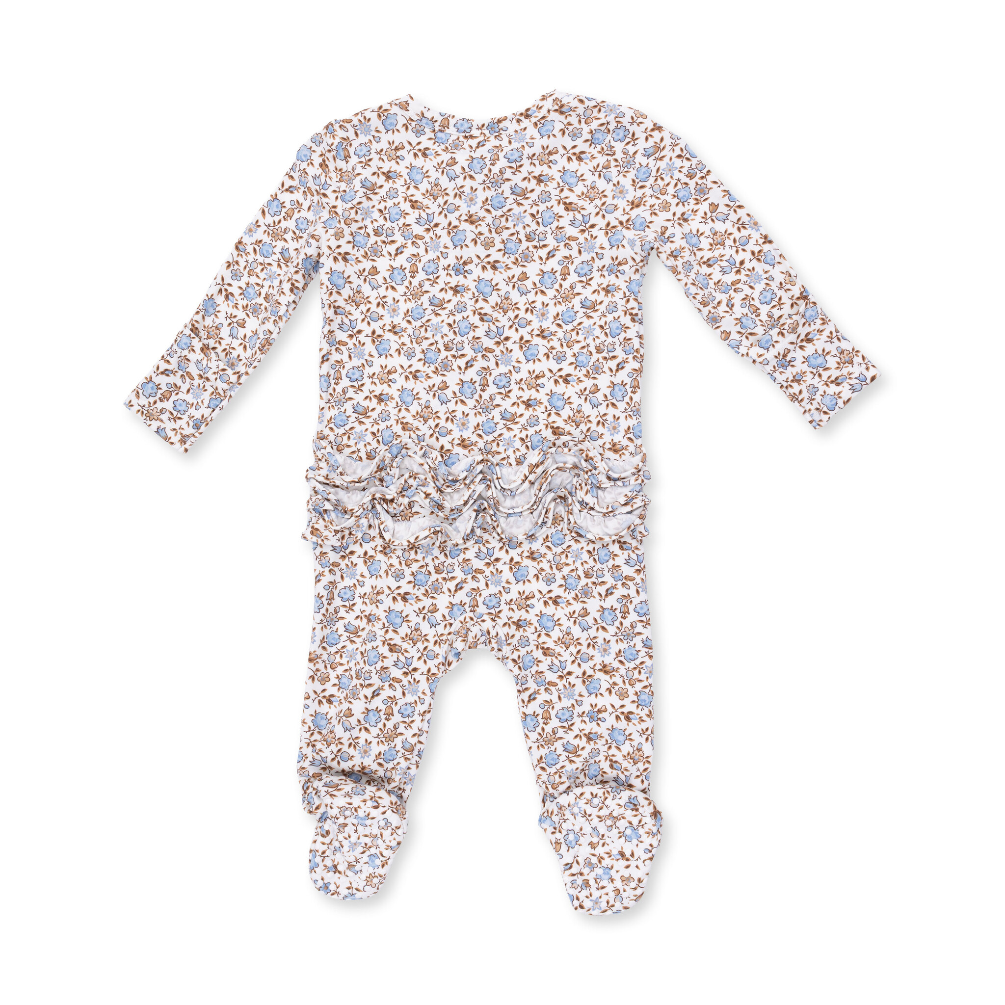 Angel Dear Angel Dear Hazel Floral 2 Way Ruffle Back Zipper Footie
