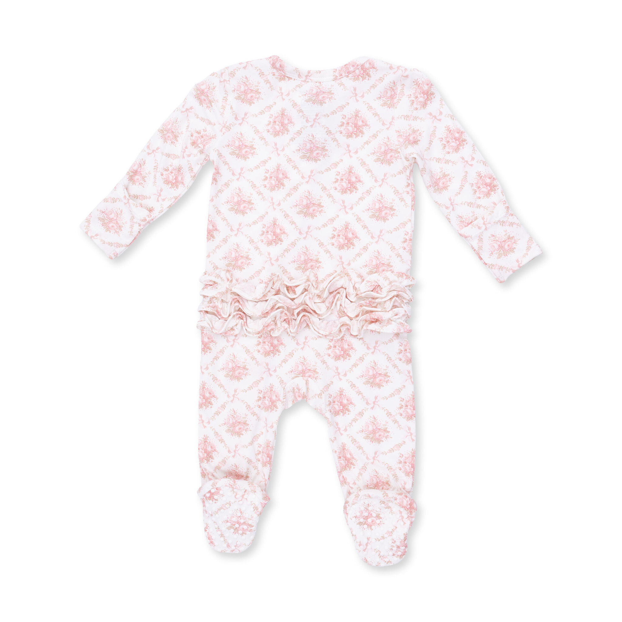 Angel Dear Angel Dear Rose Bow Lattice 2 Way Ruffle Back Zipper Footie