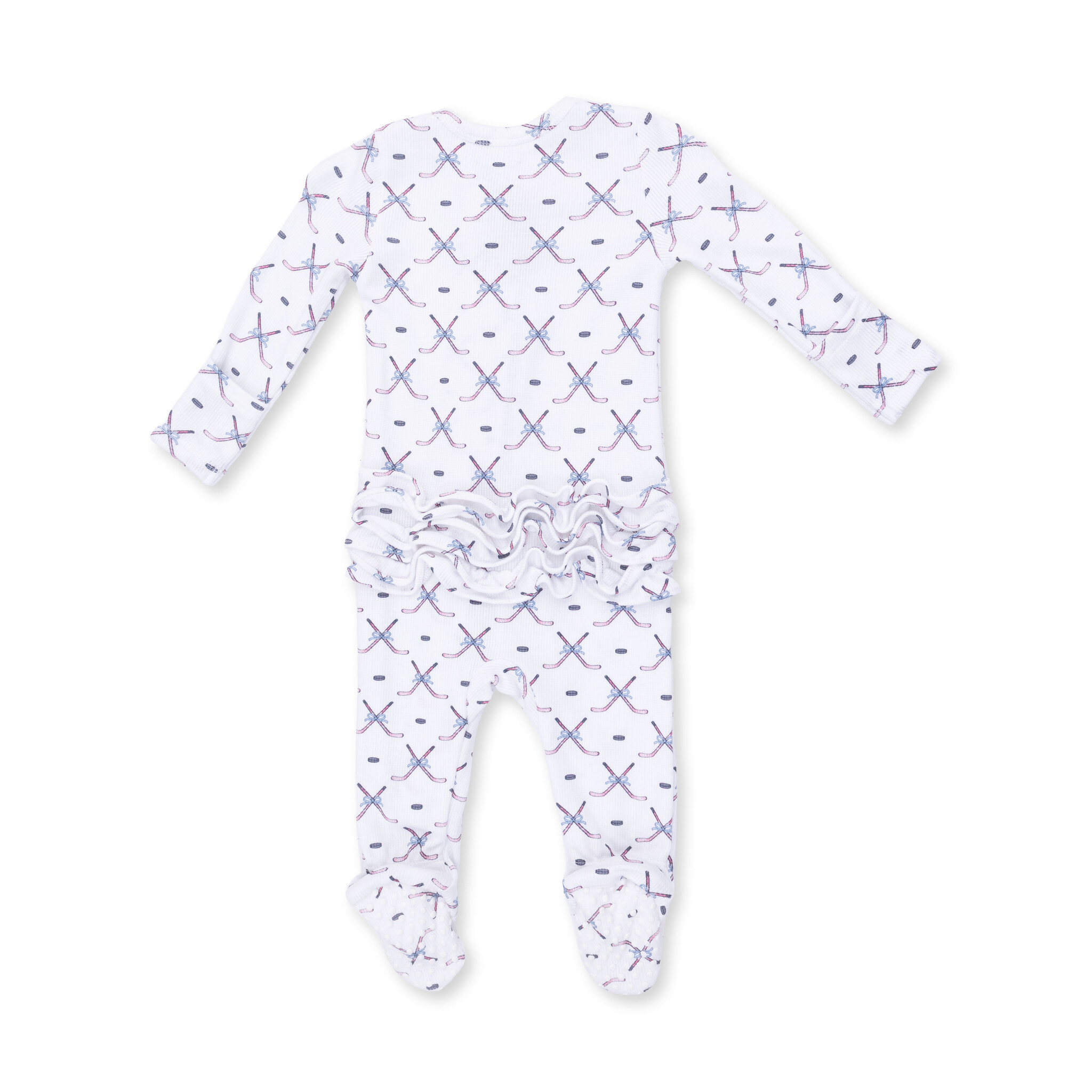 Angel Dear Angel Dear Simple Hockey Pink 2 Way Ruffle Back Zipper Footie