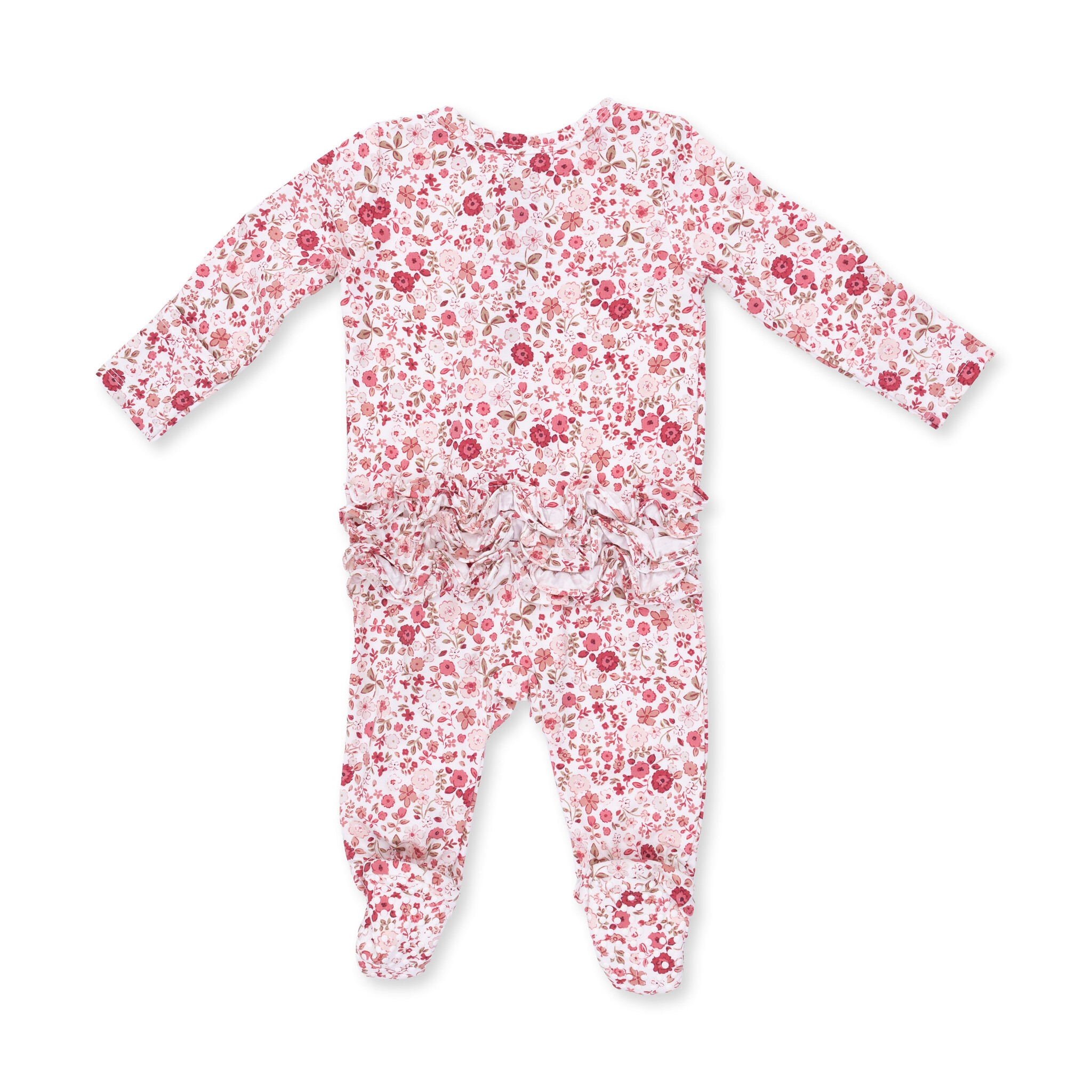 Angel Dear Angel Dear Serene Floral 2 Way Ruffle Back Zipper Footie