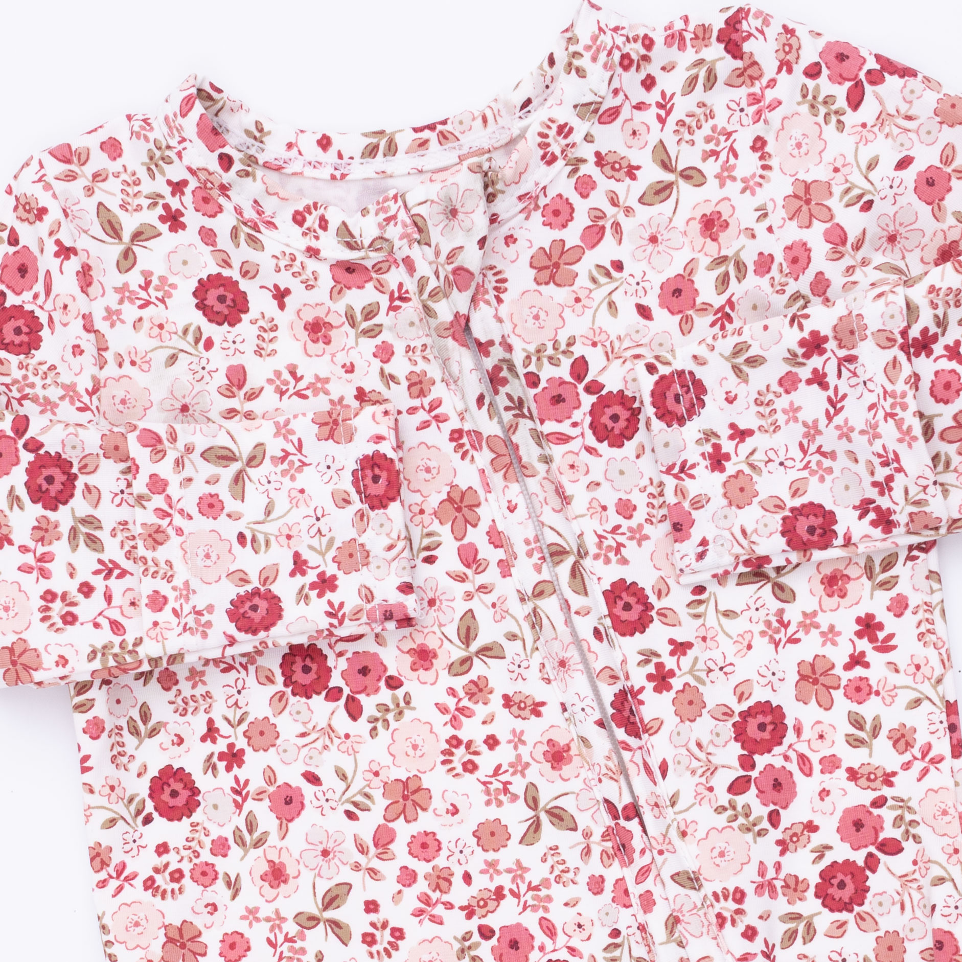 Angel Dear Angel Dear Serene Floral 2 Way Ruffle Back Zipper Footie