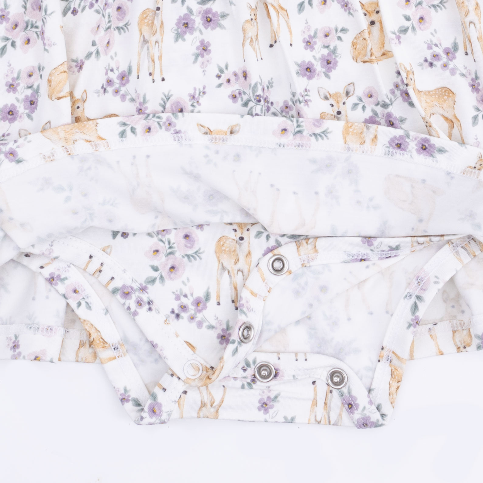 Angel Dear Angel Dear Floral Deer Long Sleeve Ruffle Bodysuit Dress