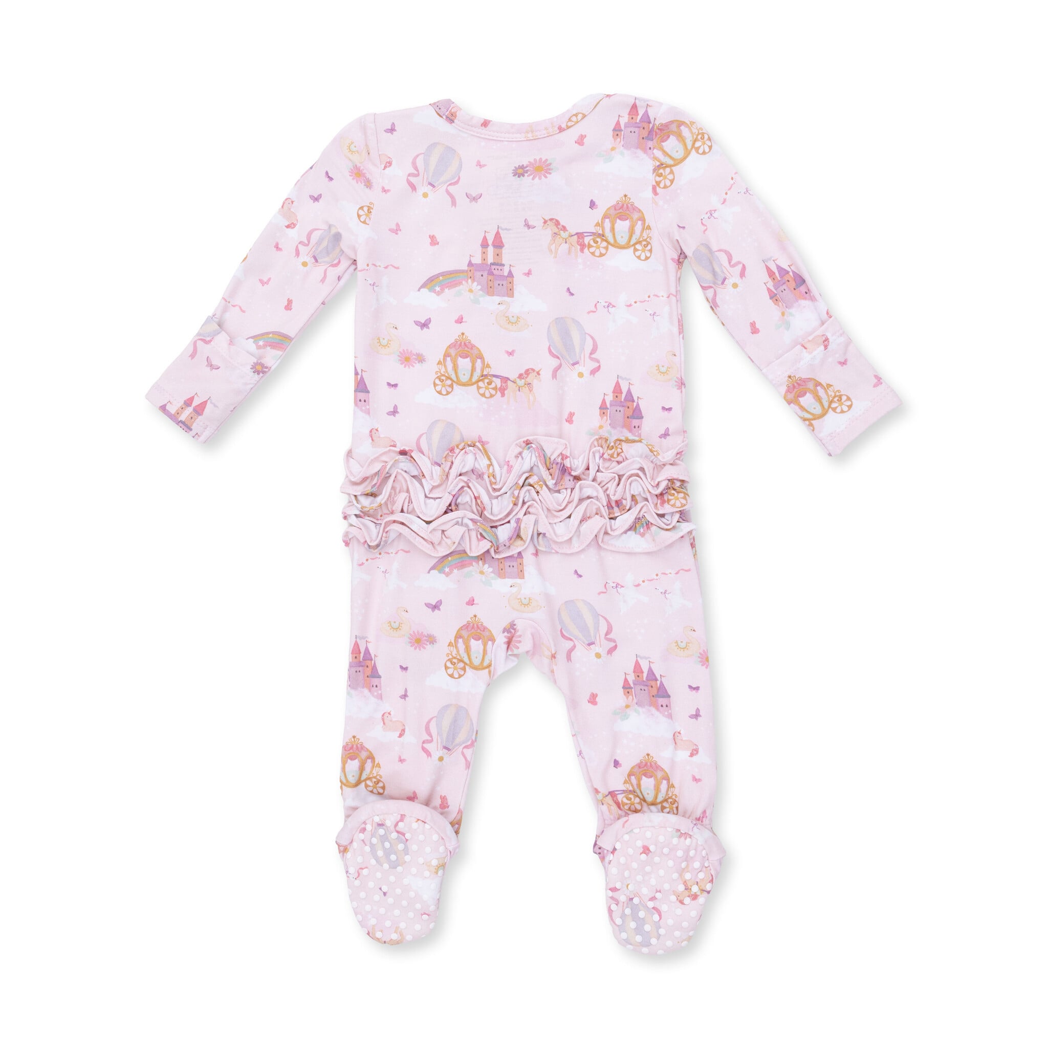 Angel Dear Angel Dear Princess Unicorns and Castle 2 Way Ruffle Back Zipper Footie