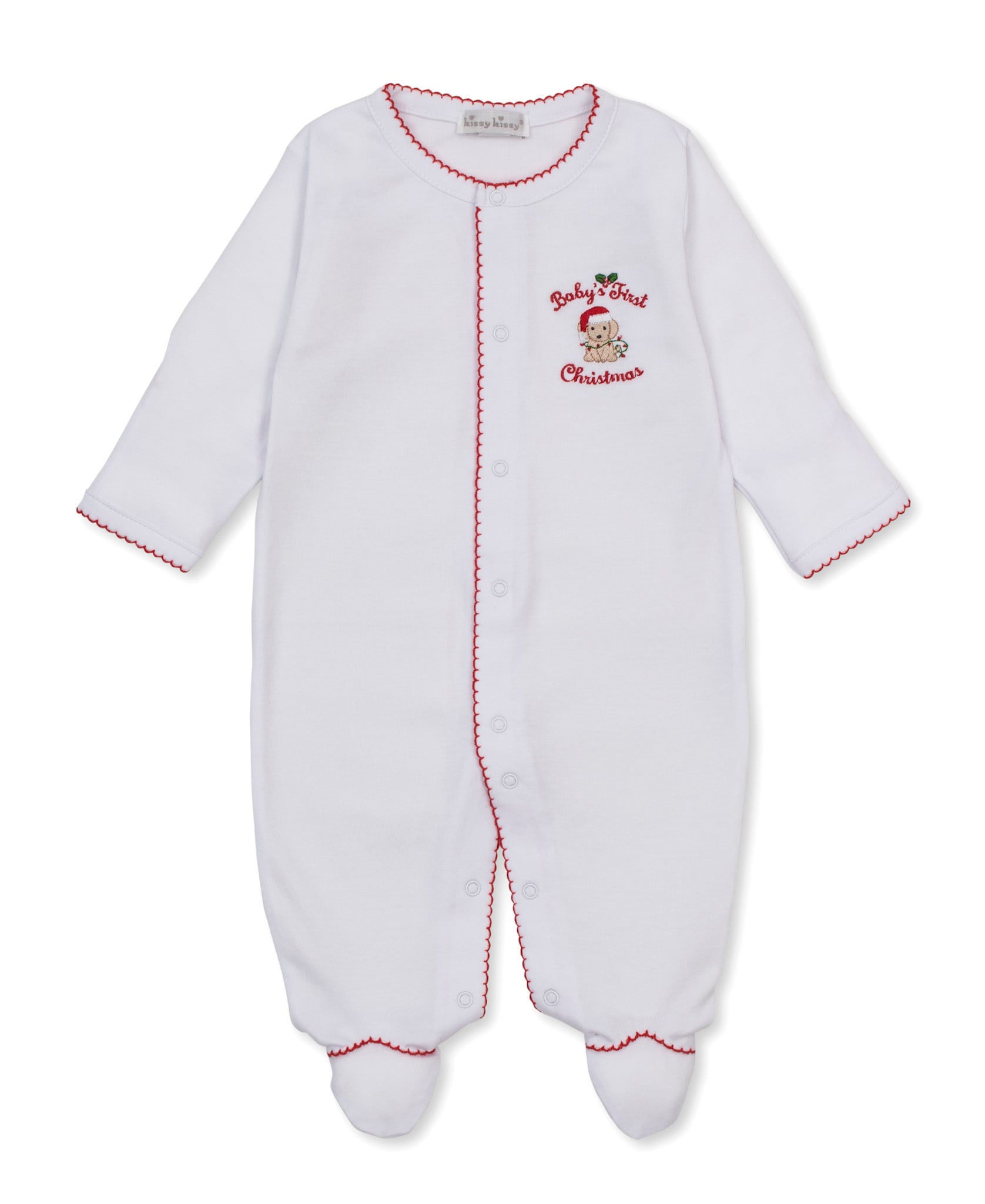 kissy kissy Kissy Kissy Baby's First Christmas Snap Footie