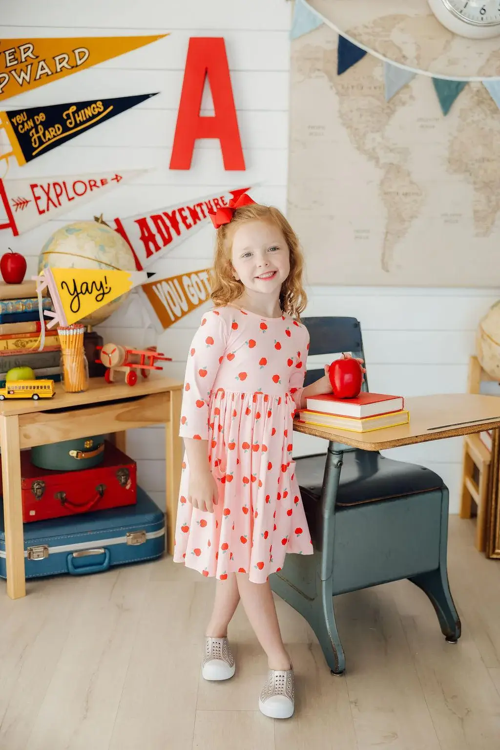 Mila & Rose Mila & Rose An Apple a Day 3/4 Sleeve Pocket Twirl Dress