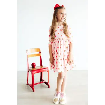 Mila & Rose Mila & Rose An Apple a Day 3/4 Sleeve Pocket Twirl Dress
