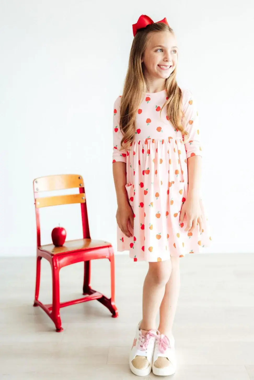 Mila & Rose Mila & Rose An Apple a Day 3/4 Sleeve Pocket Twirl Dress