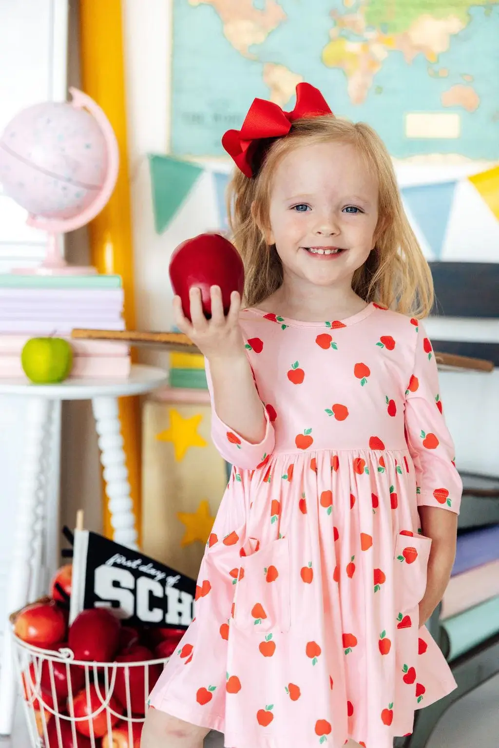 Mila & Rose Mila & Rose An Apple a Day 3/4 Sleeve Pocket Twirl Dress