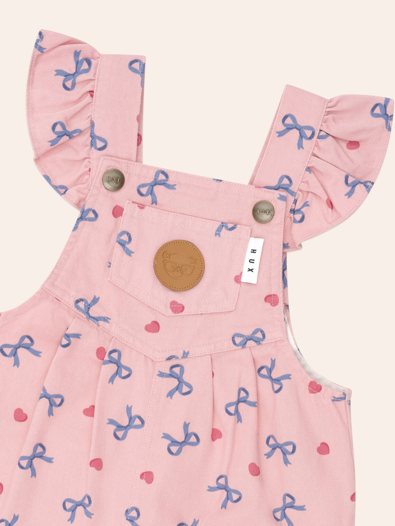 Huxbaby Huxbaby Hearts & Bows Frill Overalls