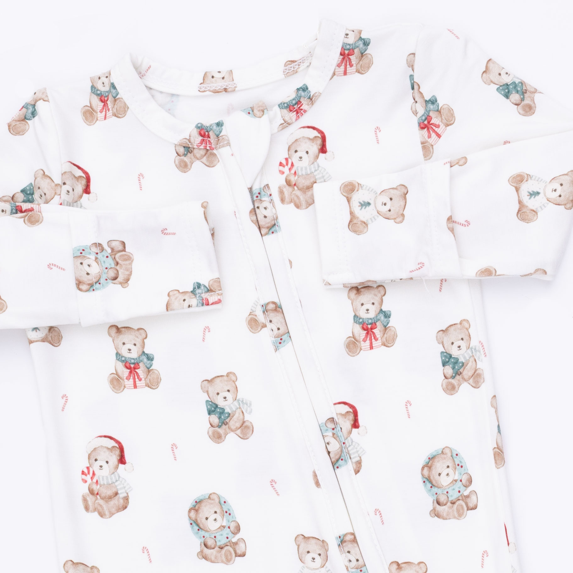 Angel Dear Angel Dear Christmas Teddy Bears 2 Way Zipper Footie