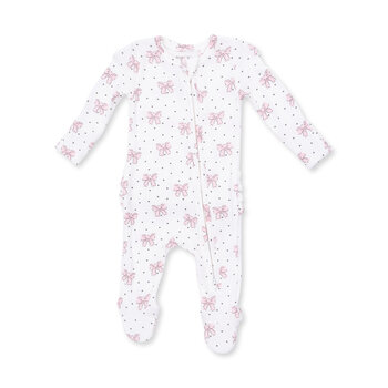 Angel Dear Angel Dear Bows and Hearts 2 Way Ruffle Back Zipper Footie