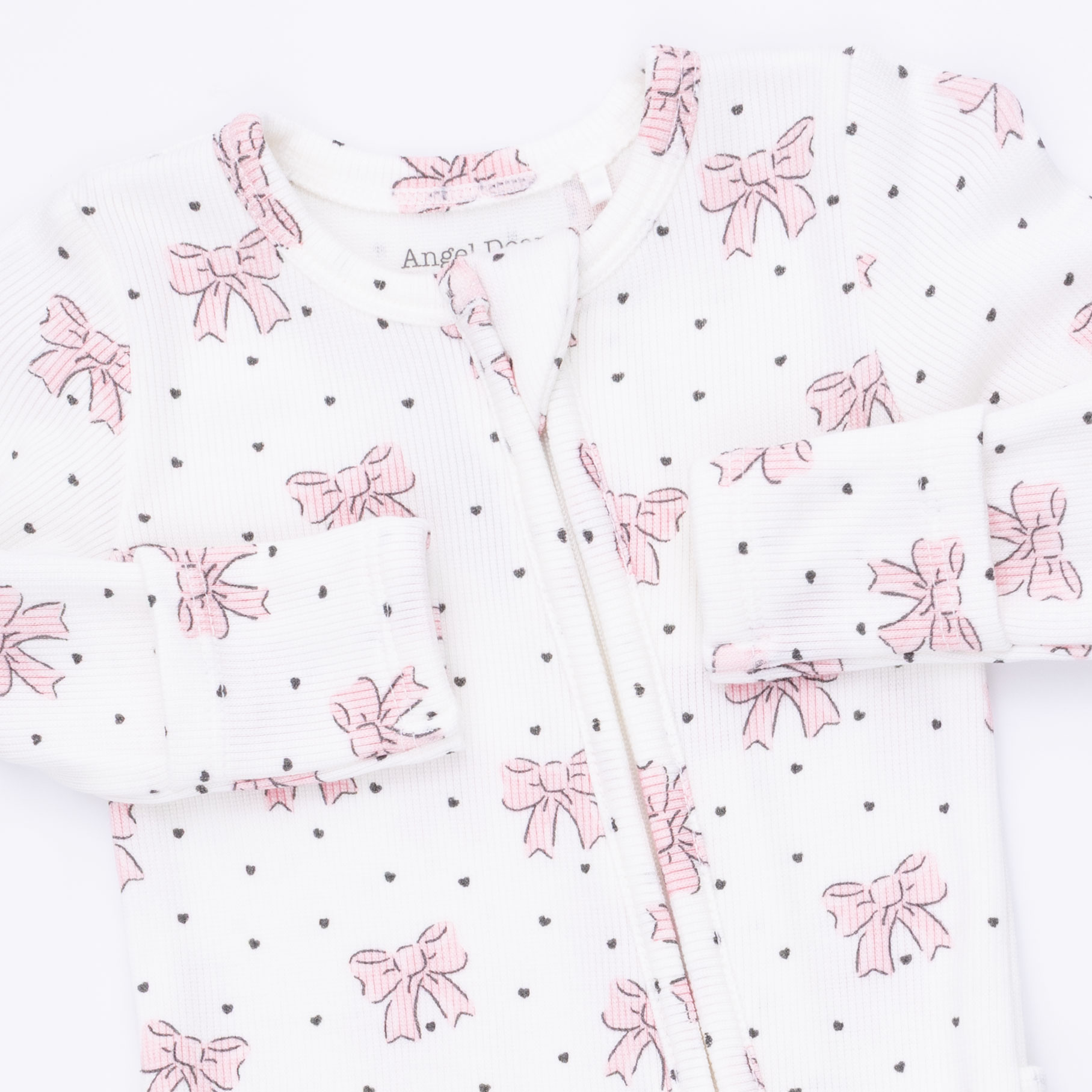 Angel Dear Angel Dear Bows and Hearts 2 Way Ruffle Back Zipper Footie