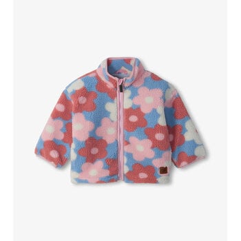 Hatley Hatley Big Flowers Mock Neck Faux Sherpa Jacket