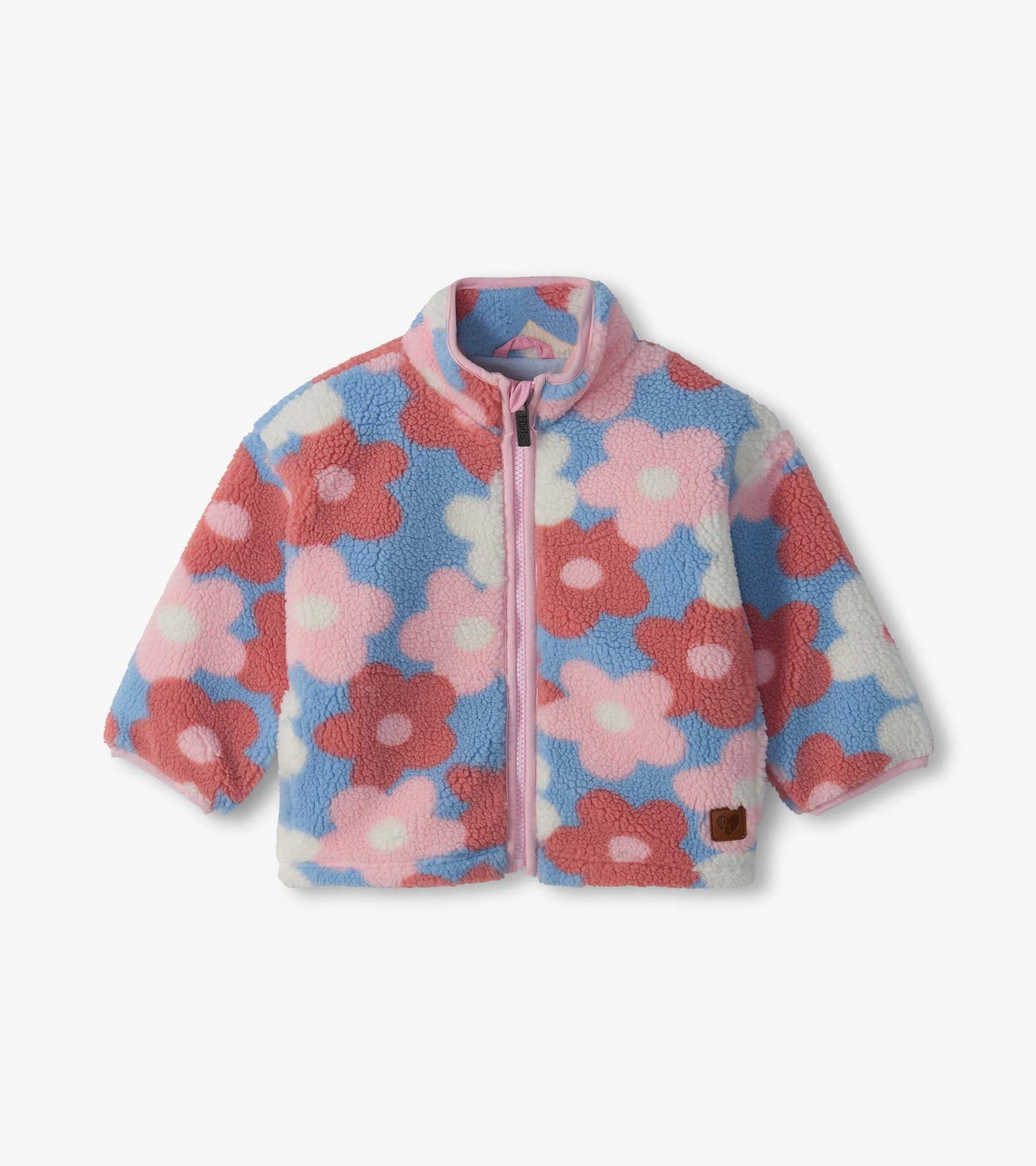 Hatley Hatley Big Flowers Mock Neck Faux Sherpa Jacket