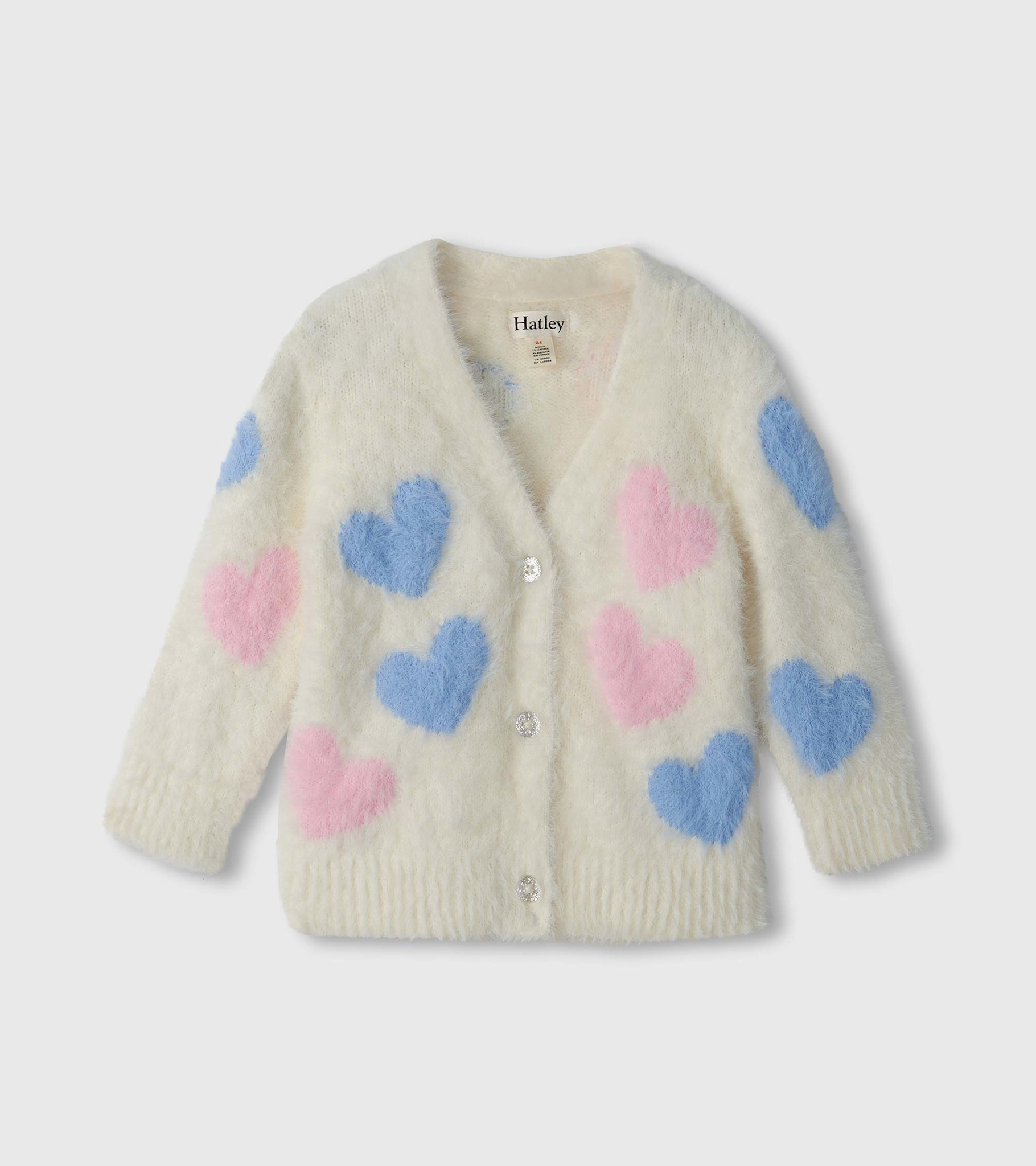 Hatley Hatley Jumbo Hearts Fuzzy Cardigan