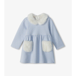 Hatley Hatley Houndstooth Fun Fur Trim Dress